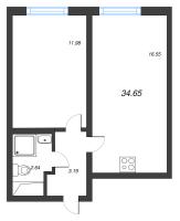 2 ккв (Евро) № 1297 Корп.: 9 , Секция 4  в ЖК Морская миля