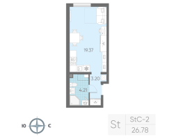 Студия № 1133 Корп.: 9 , Секция 4  в ЖК Морская миля