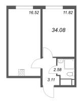 2 ккв (Евро) № 43 Корп.: 8 , Секция 1  в ЖК Морская миля
