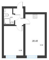 2 ккв (Евро) № 382 Корп.: 7 , Секция 2  в ЖК Морская миля