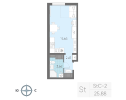 Студия № 1235 Корп.: 9 , Секция 4  в ЖК Морская миля