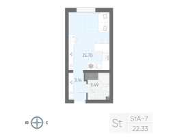 Студия № 426 Корп.: 7 , Секция 2  в ЖК Морская миля