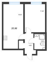 2 ккв (Евро) № 1508 Корп.: 10 , Секция 5  в ЖК Морская миля