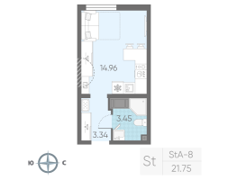 Студия № 2183 Корп.: 10 , Секция 6  в ЖК Морская миля