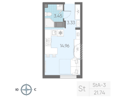 Студия № 130 Корп.: 8 , Секция 1  в ЖК Морская миля