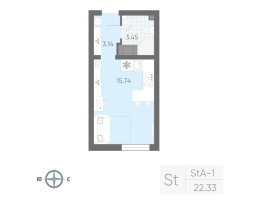 Студия № 52 Корп.: 7 , Секция 1  в ЖК Морская миля
