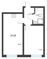 2 ккв (Евро) № 822 Корп.: 9 , Секция 3  в ЖК Морская миля