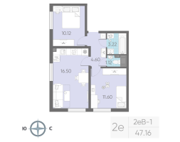 3 ккв (Евро) № 939 Корп.: 9 , Секция 3  в ЖК Морская миля