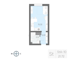 Студия № 440 Корп.: 7 , Секция 2  в ЖК Морская миля