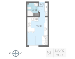 Студия № 1273 Корп.: 9 , Секция 4  в ЖК Морская миля