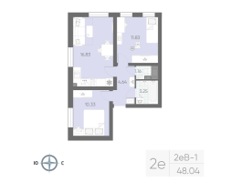 3 ккв (Евро) № 64 Корп.: 7 , Секция 1  в ЖК Морская миля