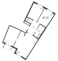 4 ккв (Евро) № 75 Корп.: 12.4 , Секция 2  в ЖК Морская набережная. SeaView