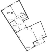 3 ккв (Евро) № 150 Корп.: 12.2 , Секция 4  в ЖК Морская набережная. SeaView