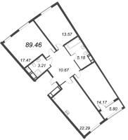 3 ккв (Евро) № 185 Корп.: 12.2 , Секция 5  в ЖК Морская набережная. SeaView