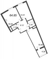 2 ккв (Евро) № 81 Корп.: 12.6 , Секция 2  в ЖК Морская набережная. SeaView