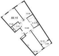 3 ккв (Евро) № 197 Корп.: 12.2 , Секция 5  в ЖК Морская набережная. SeaView