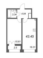 2 ккв (Евро) № 98 Корп.: 12.3 , Секция 1  в ЖК Морская набережная. SeaView