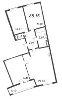 4 ккв (Евро) № 151 Корп.: 12.2 , Секция 4  в ЖК Морская набережная. SeaView