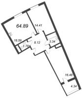 2 ккв (Евро) № 85 Корп.: 12.6 , Секция 2  в ЖК Морская набережная. SeaView