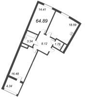 2 ккв (Евро) № 234 Корп.: 12.6 , Секция 5  в ЖК Морская набережная. SeaView