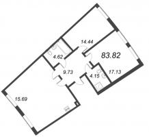 3 ккв (Евро) № 251 Корп.: 12.6 , Секция 6  в ЖК Морская набережная. SeaView