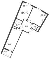 2 ккв (Евро) № 246 Корп.: 12.6 , Секция 5  в ЖК Морская набережная. SeaView