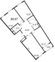 3 ккв (Евро) № 193 Корп.: 12.2 , Секция 5  в ЖК Морская набережная. SeaView