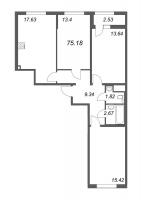 3 ккв (Евро) № 230 Корп.: 10 Уч. 12 , Секция 3  в ЖК Морская набережная