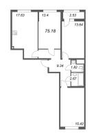 3 ккв (Евро) № 246 Корп.: 10 Уч. 12 , Секция 3  в ЖК Морская набережная