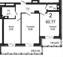 2 ккв № 29 Корп.: 1 , Секция 1  в ЖК Можайский сквер