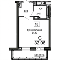 Студия № 30 Корп.: 1 , Секция 1  в ЖК Можайский сквер