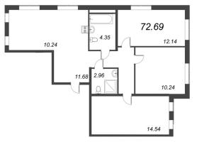 4 ккв (Евро) № 771 Корп.: 5 , Секция 5  в ЖК Мурино Space