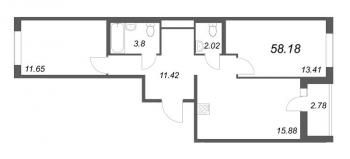 3 ккв (Евро) № 104 Корп.: 6 , Секция 3  в ЖК Мурино Space