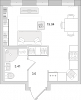 Студия № 408 Корп.: 6 , Секция 6  в ЖК Мурино Space