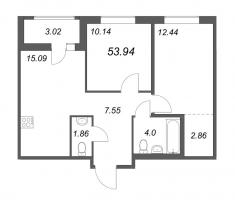 3 ккв (Евро) № 356 Корп.: 6 , Секция 5  в ЖК Мурино Space