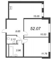 3 ккв (Евро) № 809 Корп.: 5 , Секция 5  в ЖК Мурино Space