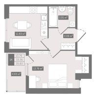 1 ккв № 273 Корп.: 1 , Секция 6  в ЖК N8