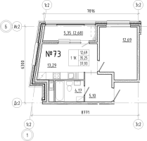 1 ккв № 73 Корп.: 1 , Секция 2  в ЖК N8