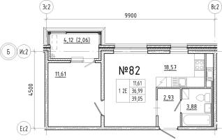 2 ккв (Евро) № 82 Корп.: 1 , Секция 2  в ЖК N8