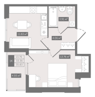 1 ккв № 255 Корп.: 1 , Секция 6  в ЖК N8