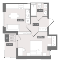 1 ккв № 237 Корп.: 1 , Секция 6  в ЖК N8