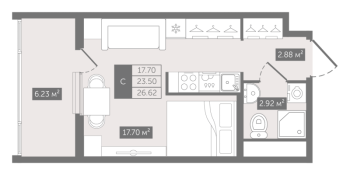 Студия № 27 Корп.: 1 , Секция 1  в ЖК N8