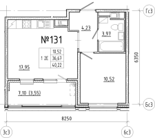 2 ккв (Евро) № 131 Корп.: 1 , Секция 3  в ЖК N8