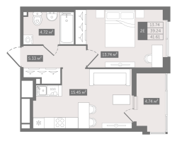 2 ккв (Евро) № 235 Корп.: 1 , Секция 6  в ЖК N8