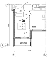 1 ккв № 78 Корп.: 1 , Секция 2  в ЖК N8