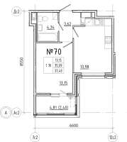 1 ккв № 70 Корп.: 1 , Секция 2  в ЖК N8