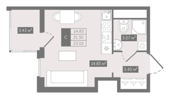 Студия № 268 Корп.: 1 , Секция 6  в ЖК N8