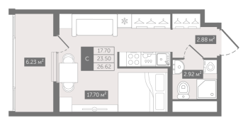 Студия № 21 Корп.: 1 , Секция 1  в ЖК N8