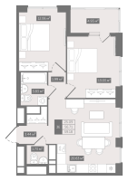 3 ккв (Евро) № 12 Корп.: 1 , Секция 1  в ЖК N8