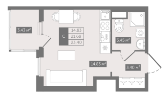 Студия № 232 Корп.: 1 , Секция 6  в ЖК N8